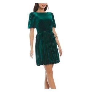 Antonio Melani Nicola Bathie Green Velvet  Dress Round Neck Short 8